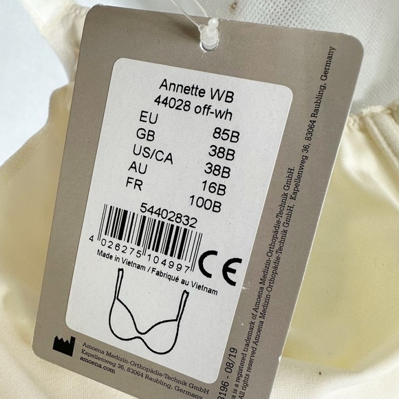Amoena Annette WB 44028 Post Surgical Mastectomy Bra ivory Size 38B - Picture 4 of 5
